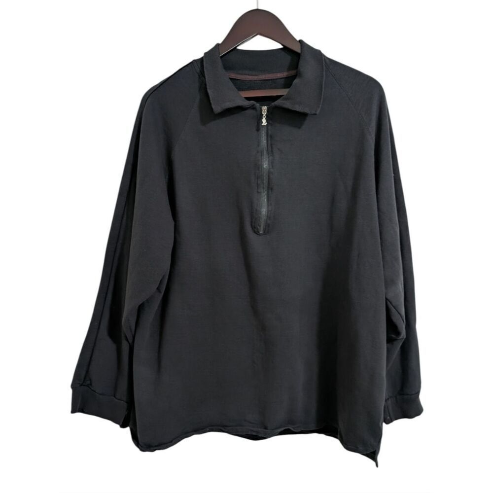 Givenchy for Singapore Airlines VTG 1/4 Zip Pullover Sweatshirt Washed Black XL